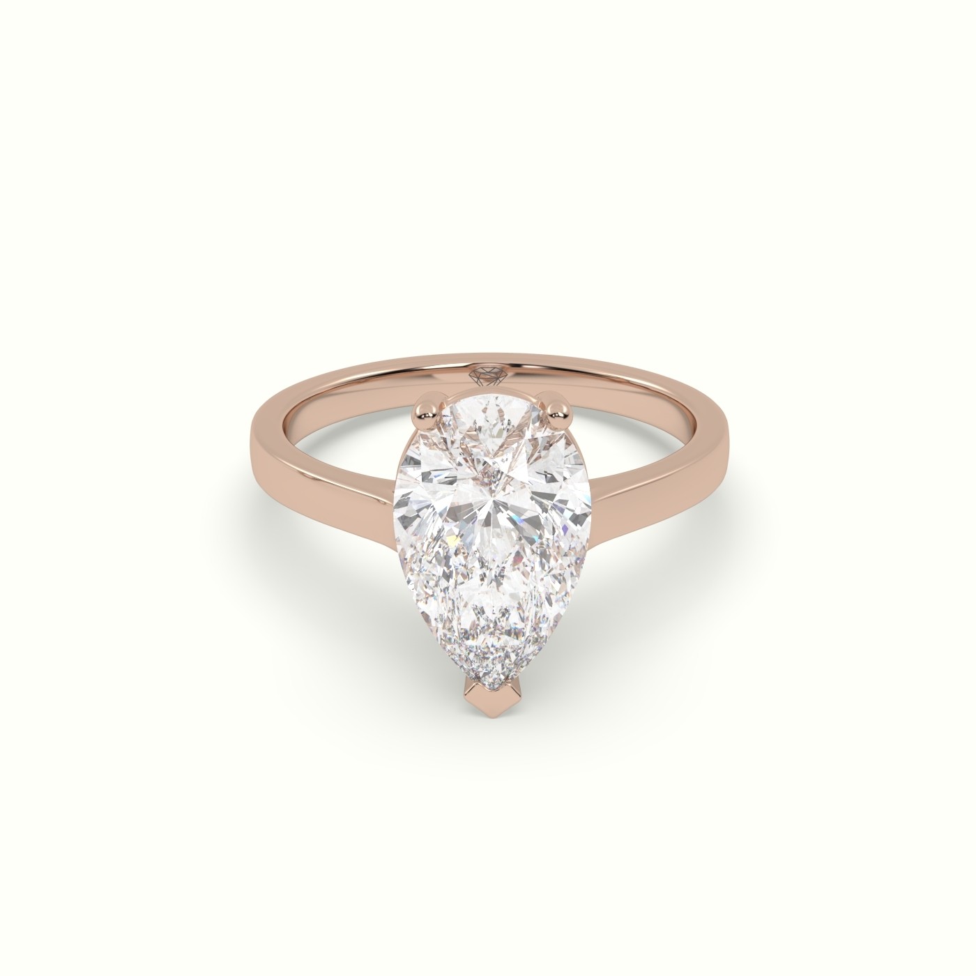 18K ROSE GOLD PEAR SHAPE DIAMOND SOLITAIRE ENGAGEMENT RING 3 PRONGS