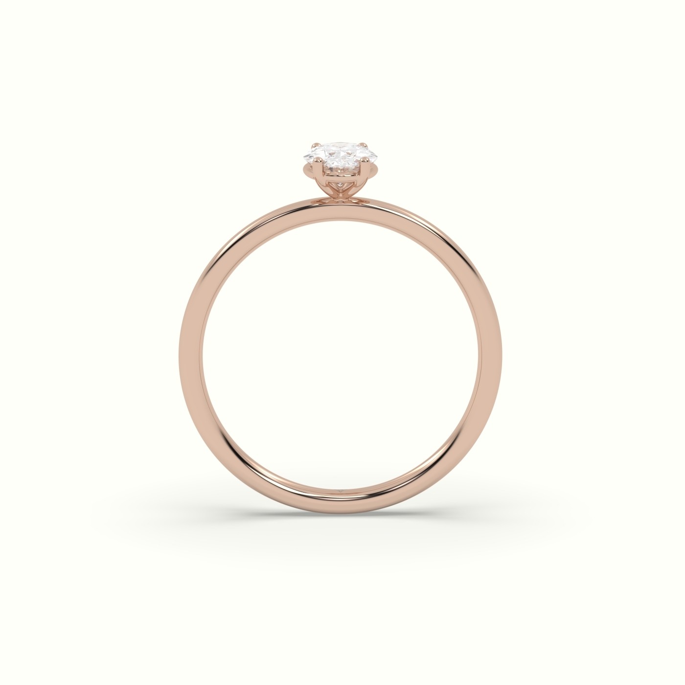 18K ROSE GOLD Oval Diamond Solitaire Ring 4 round prongs