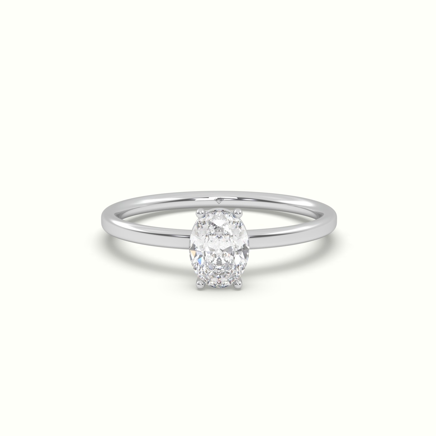 18K WHITEGOLD Oval Diamond Solitaire Ring 4 round prongs