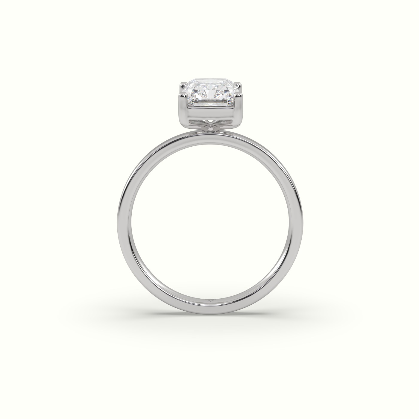18K White Gold Radiant Cut Solitaire Diamond 4 PRONGS Ring | Precious Jewels Antwerp Elegance