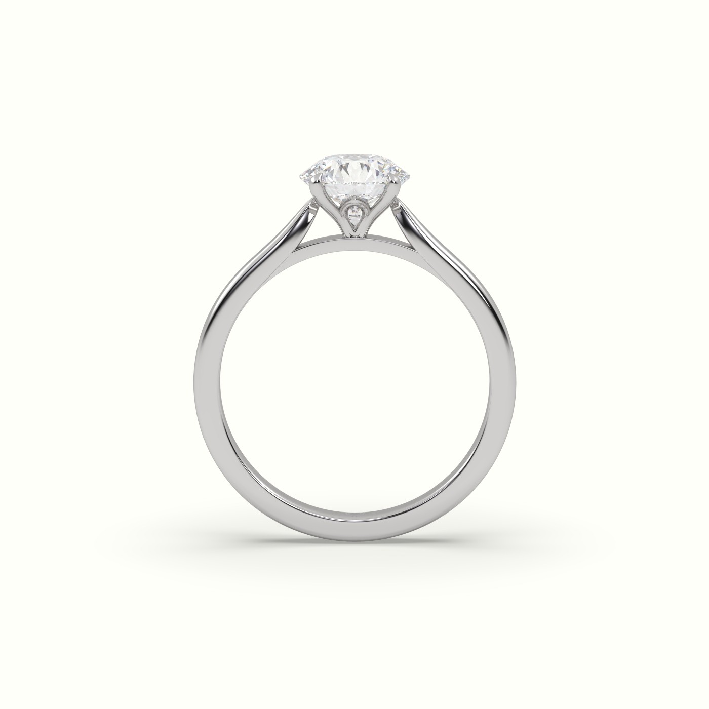 18K White Gold Round Solitaire Diamond 4 prongs Engagement Ring - Precious Jewels Antwerp Elegance