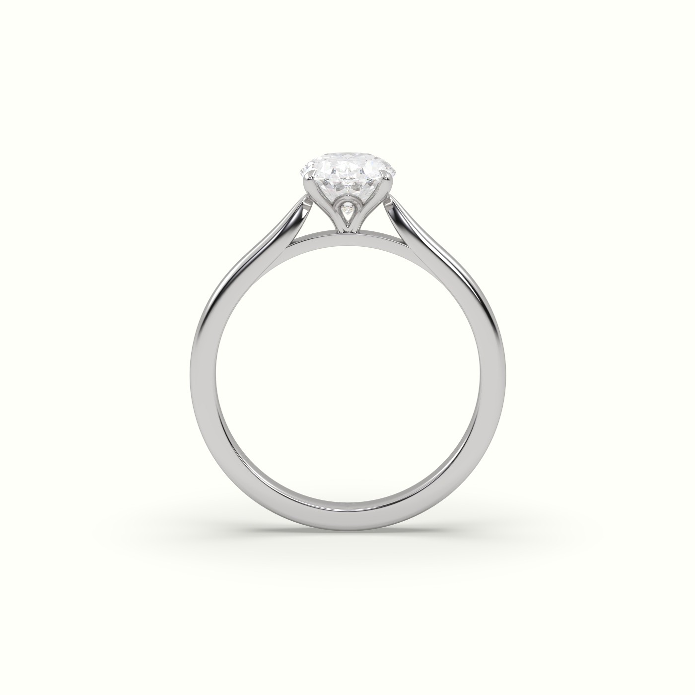 18K White Gold Oval Cut Solitaire Diamond 4 prongs Ring