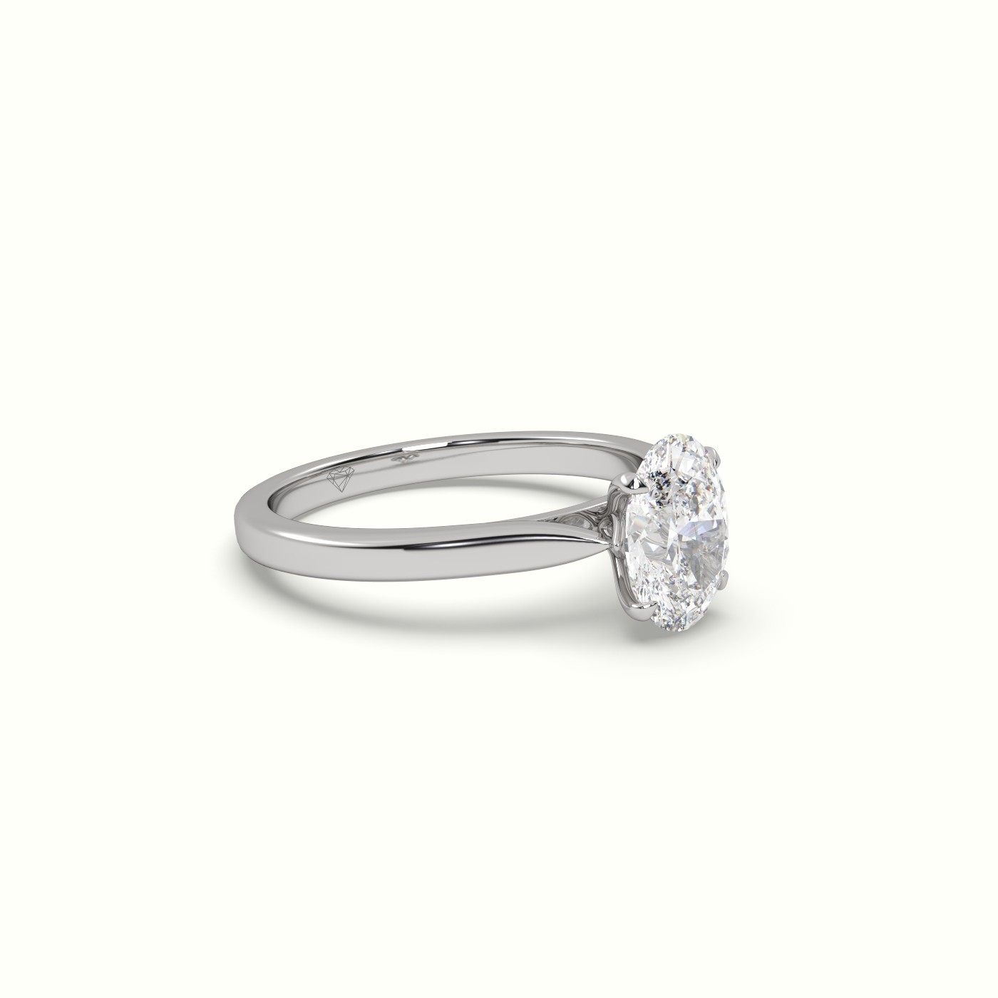 18K White Gold Oval Cut Solitaire Diamond 4 prongs Ring