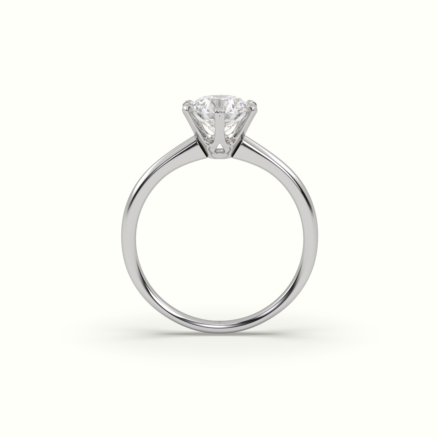 18K White Gold Solitaire Round Diamond Ring - 6 Prong Splendor | Precious Jewels Antwerp