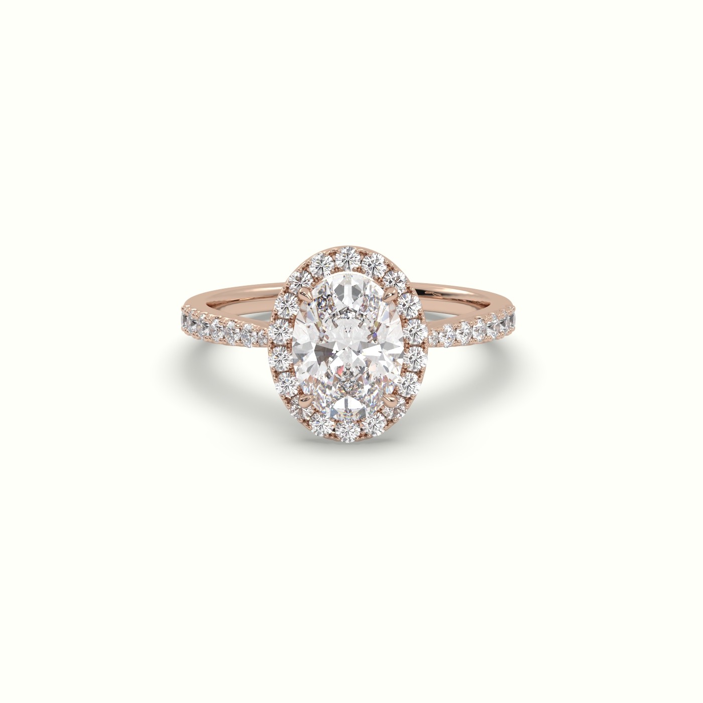 18K ROSE GOLD Oval Cut Diamond Halo Engagement Rings