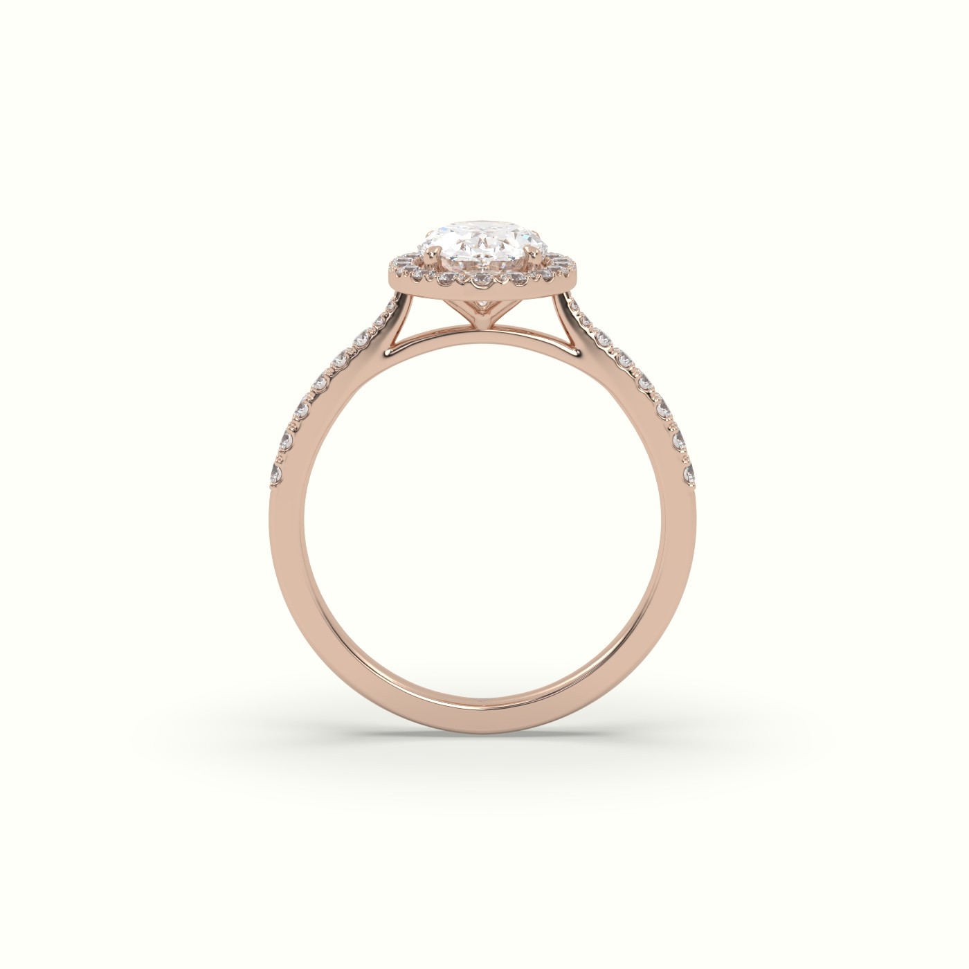 18K ROSE GOLD Oval Cut Diamond Halo Engagement Rings