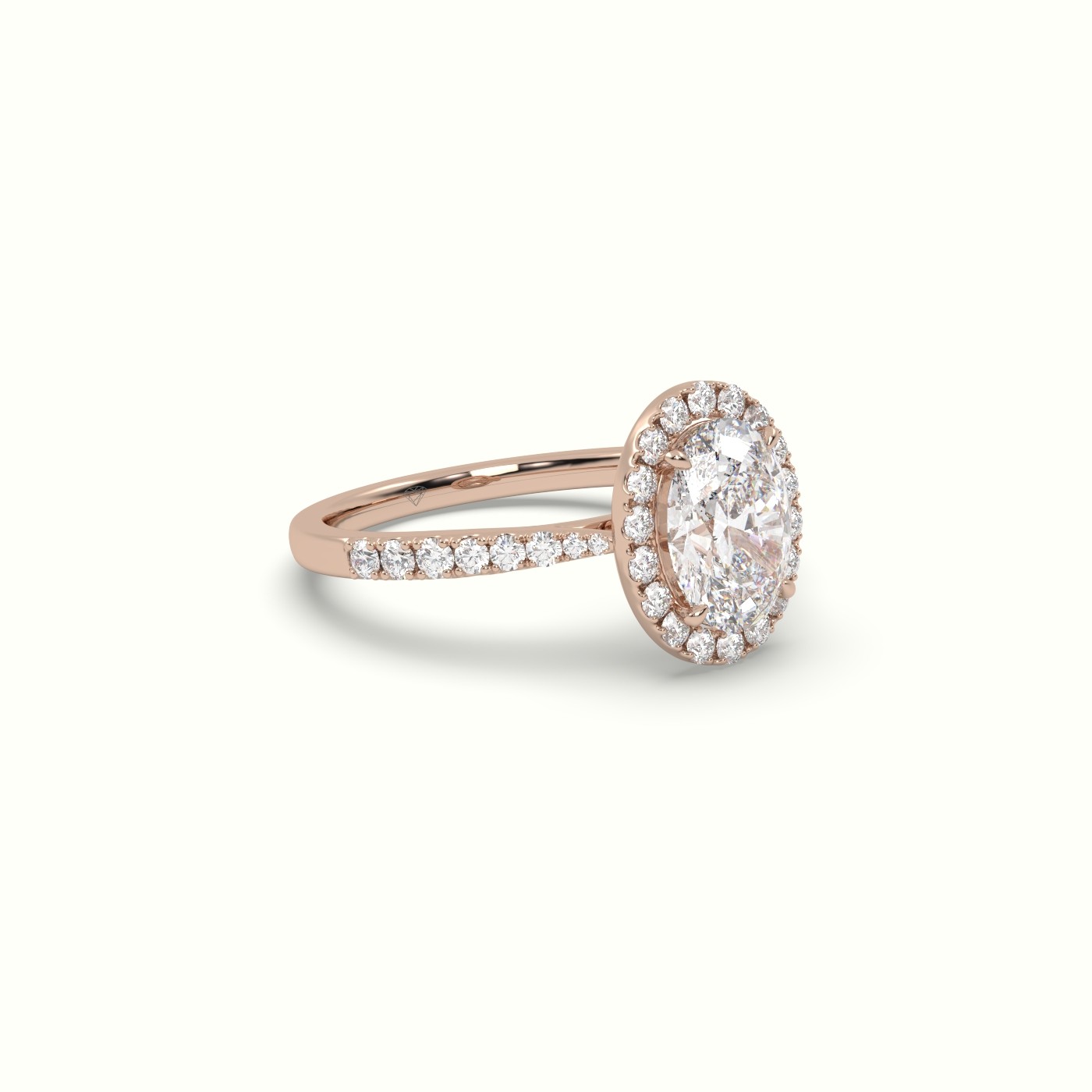 18K ROSE GOLD Oval Cut Diamond Halo Engagement Rings