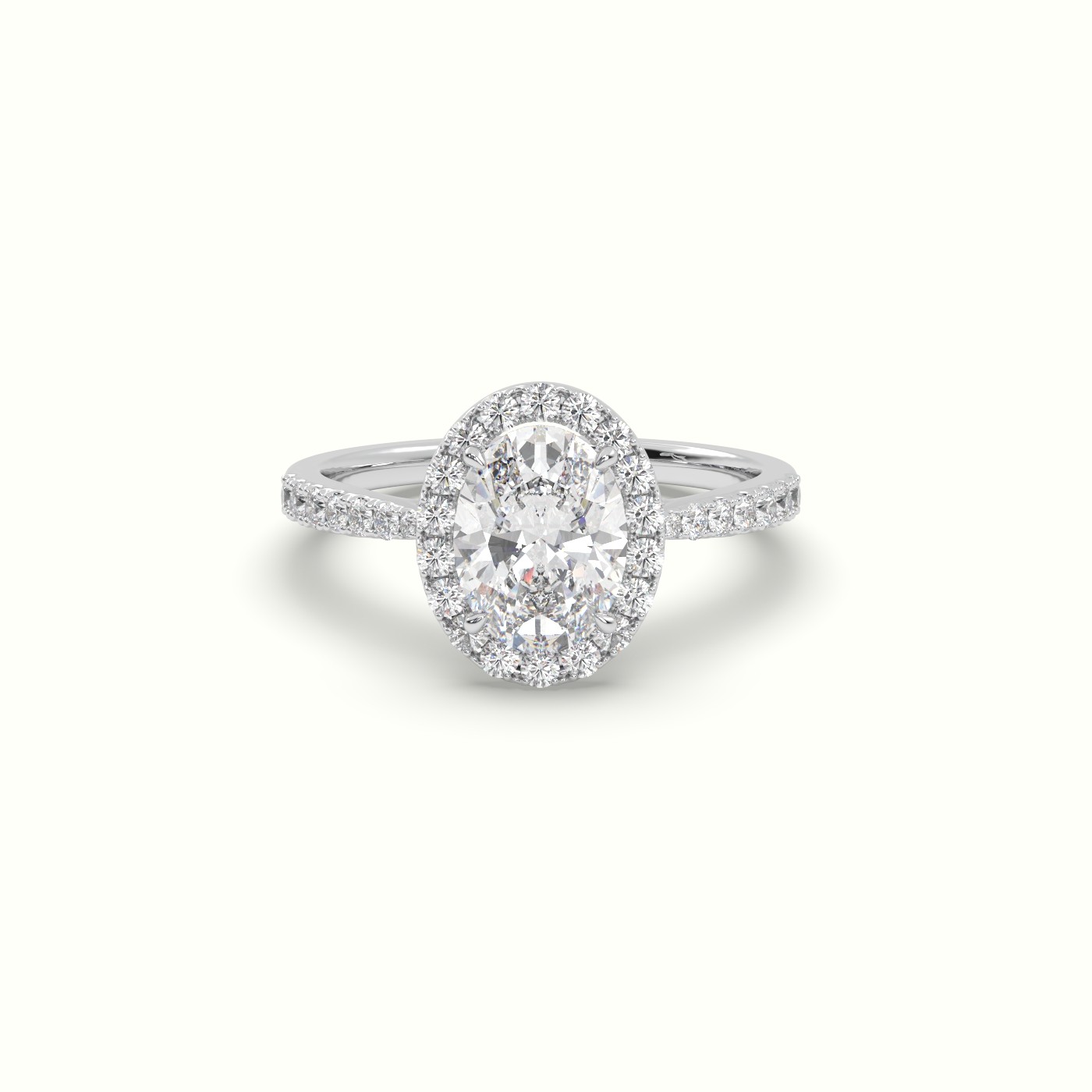 18K WHITE GOLD Oval Cut Diamond Halo Engagement Rings