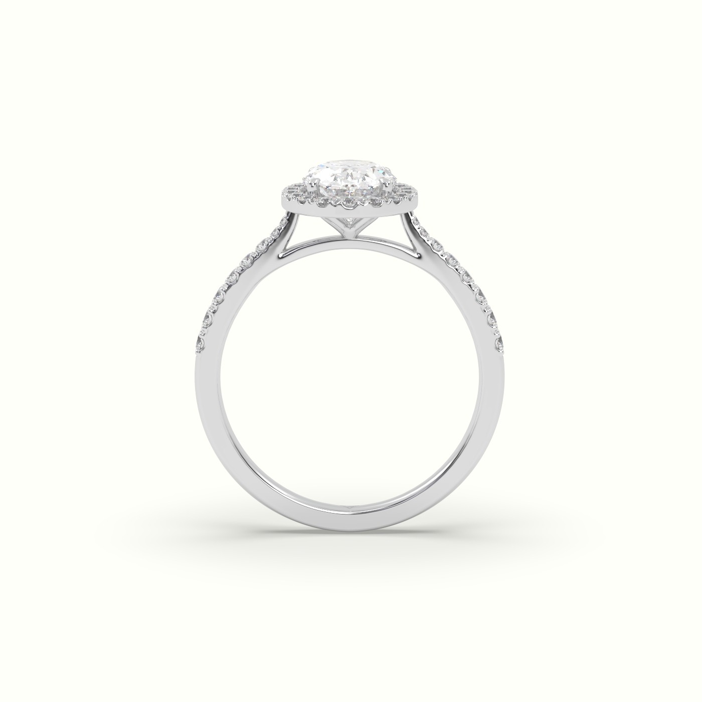 18K WHITE GOLD Oval Cut Diamond Halo Engagement Rings