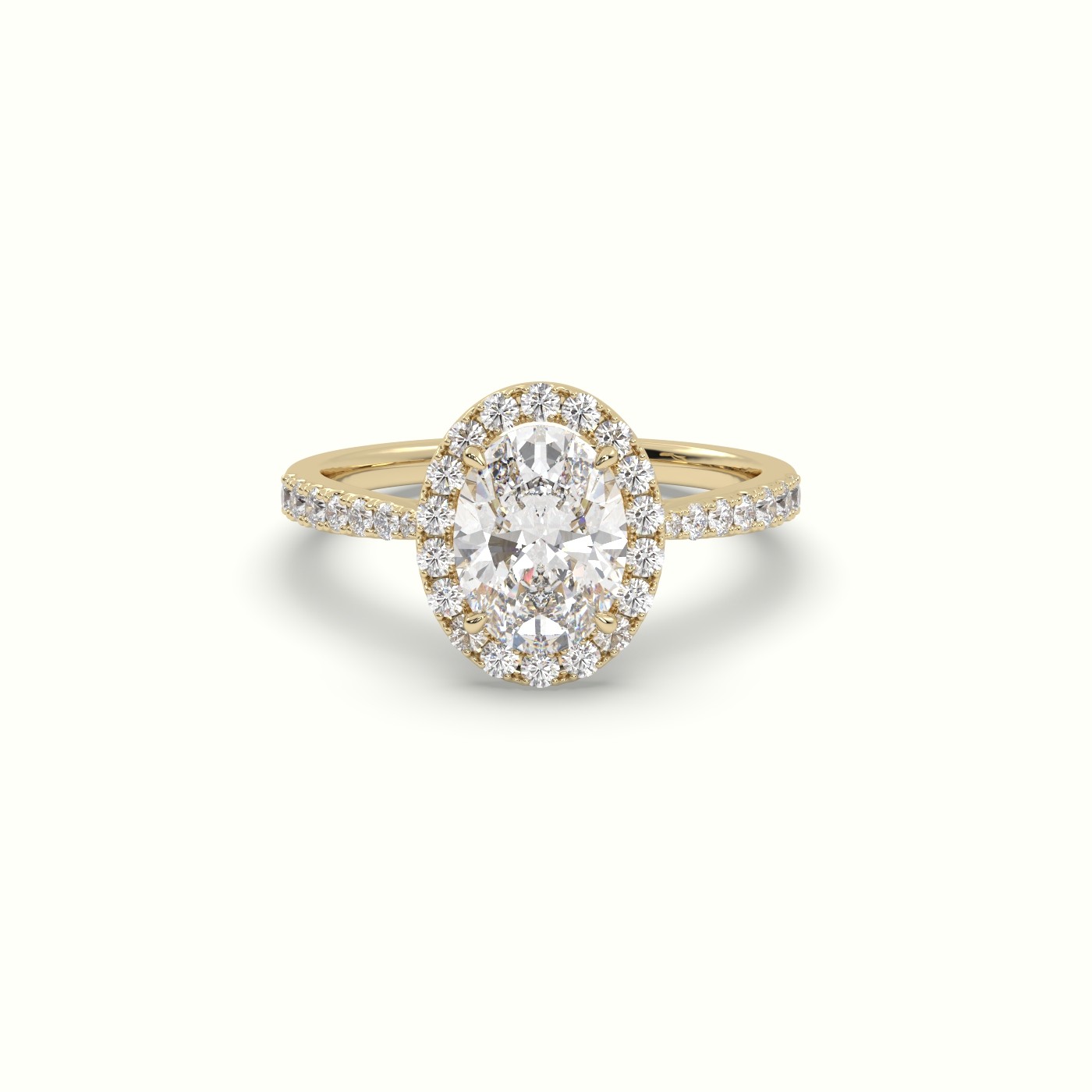 18K YELLOW GOLD Oval Cut Diamond Halo Engagement Rings