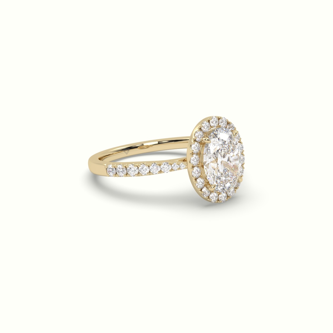 18K YELLOW GOLD Oval Cut Diamond Halo Engagement Rings