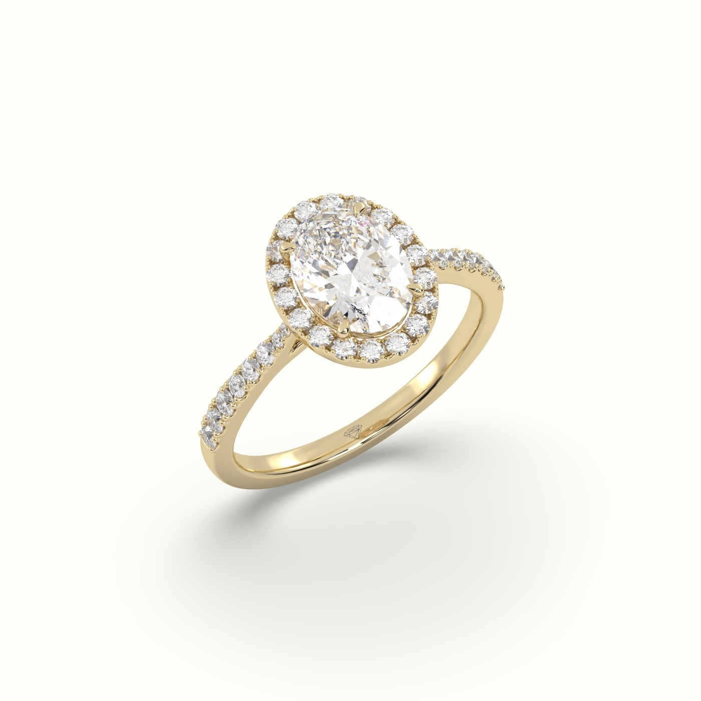 18K YELLOW GOLD Oval Cut Diamond Halo Engagement Rings