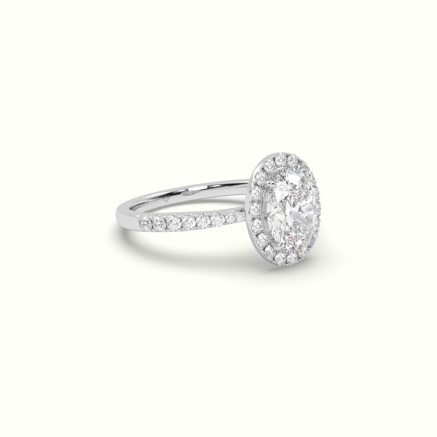 PLATINUM Oval Cut Diamond Halo Engagement Ring