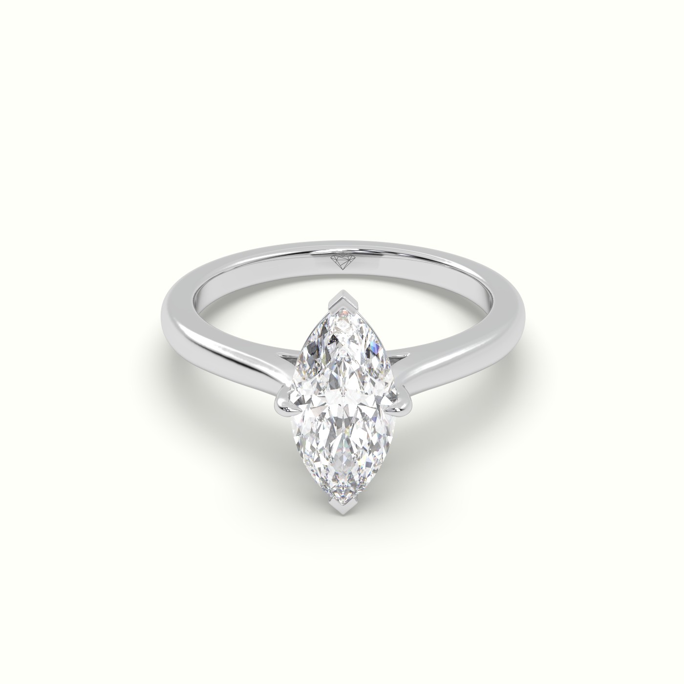 18K White Gold Marquise Solitaire Diamond Engagement Ring