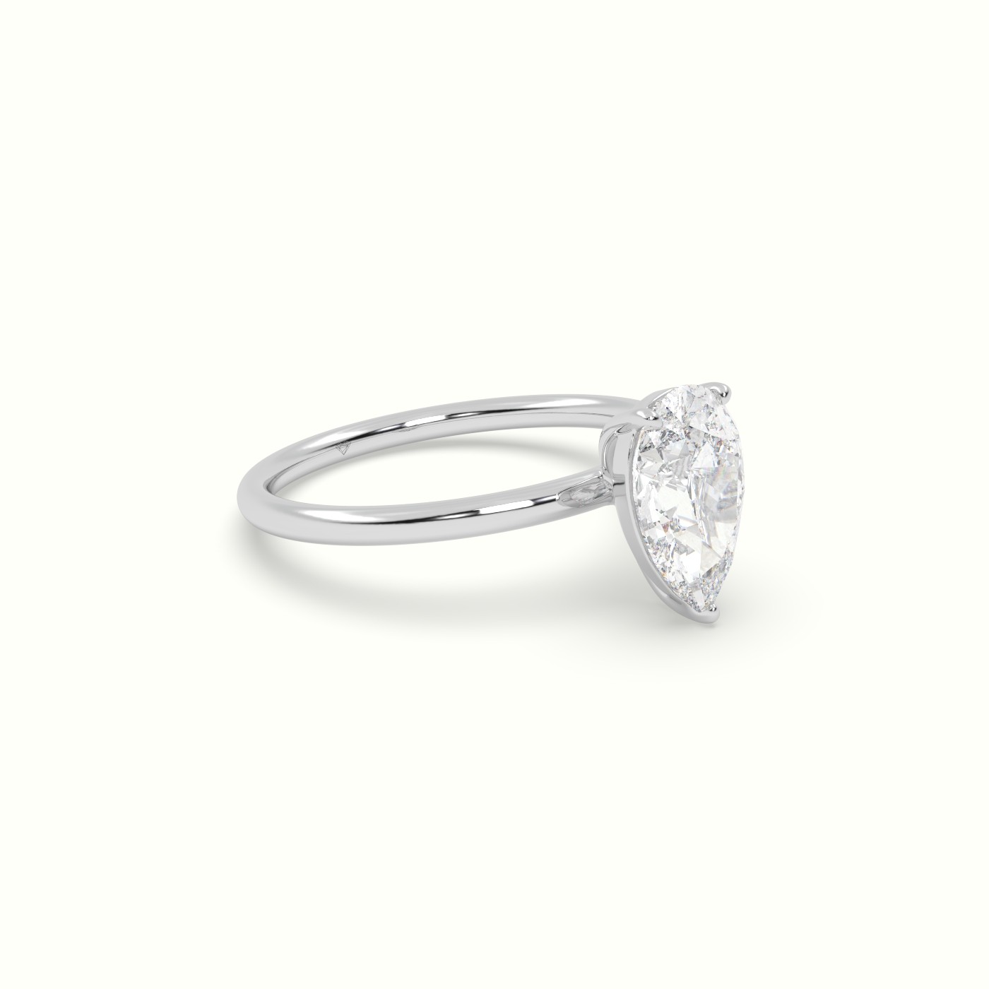 18K White Gold Pear Diamond Solitaire Engagement Ring
