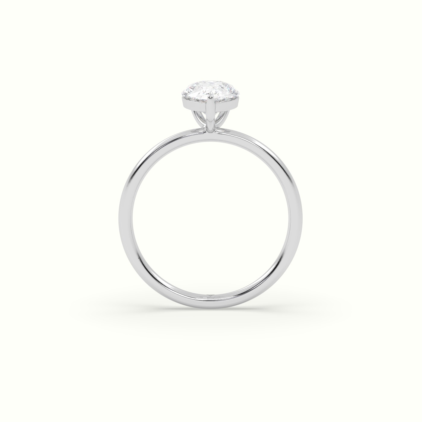 18K White Gold Pear Diamond Solitaire Engagement Ring