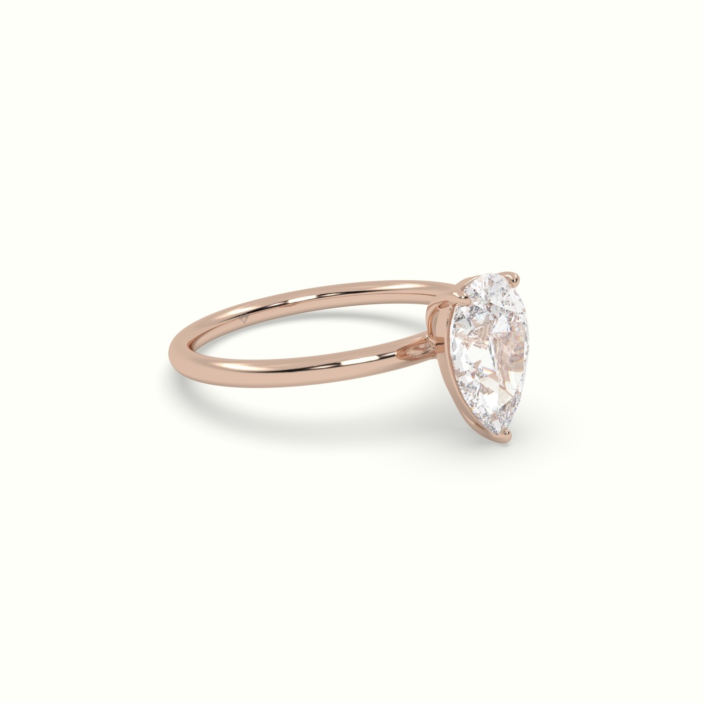 18K Rose Gold Pear Diamond Solitaire Engagement Ring