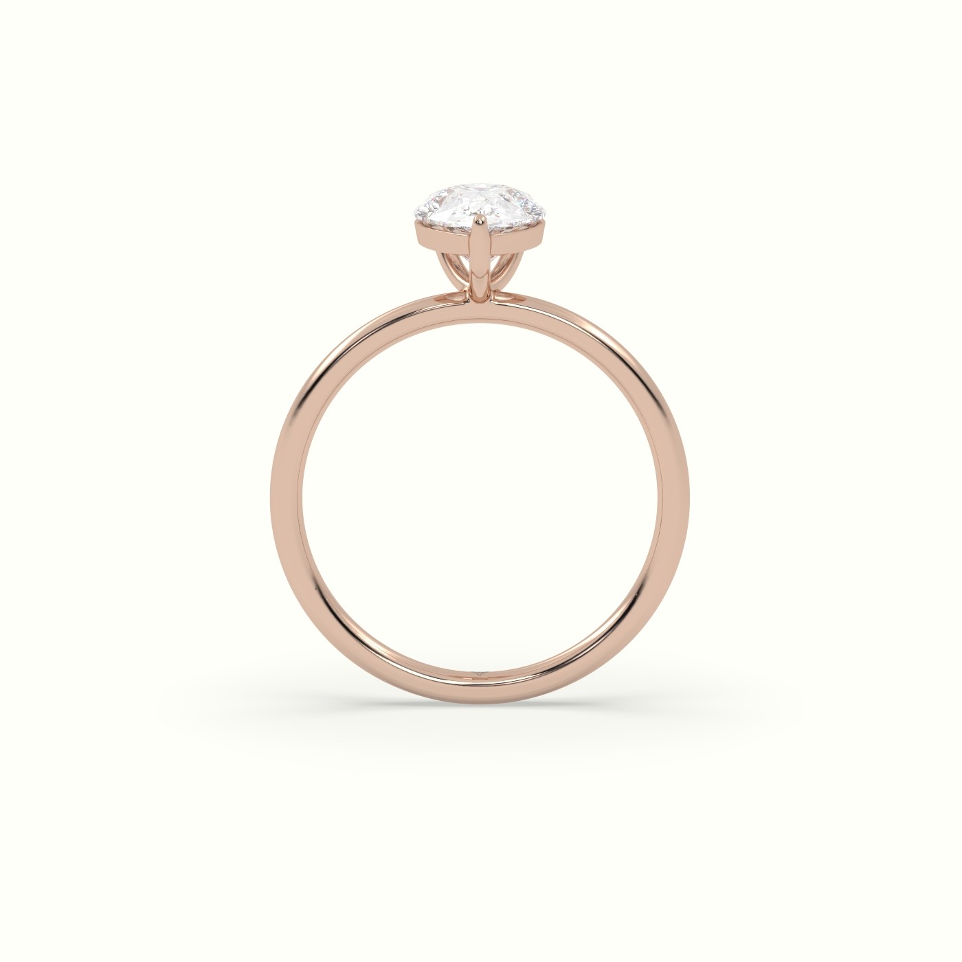18K Rose Gold Pear Diamond Solitaire Engagement Ring