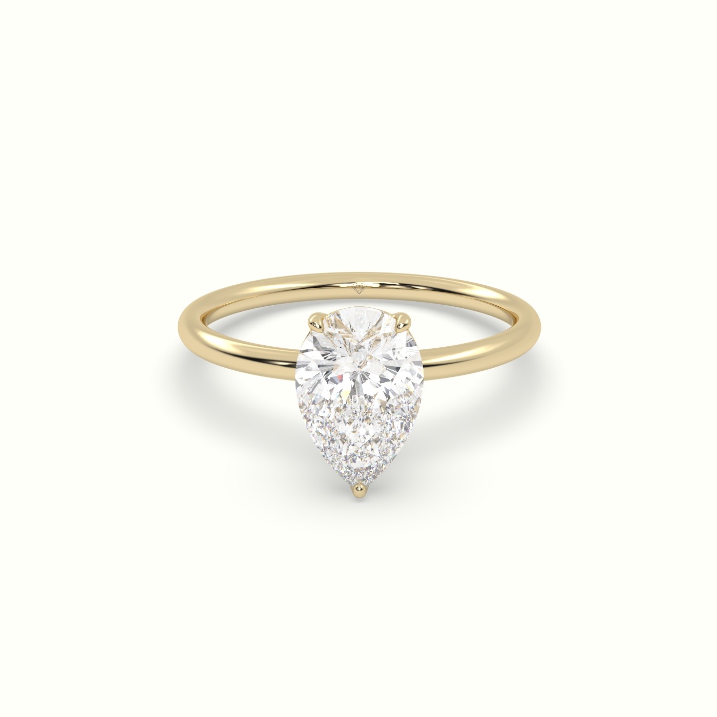 18K Yellow Gold Pear Diamond Solitaire Engagement Ring