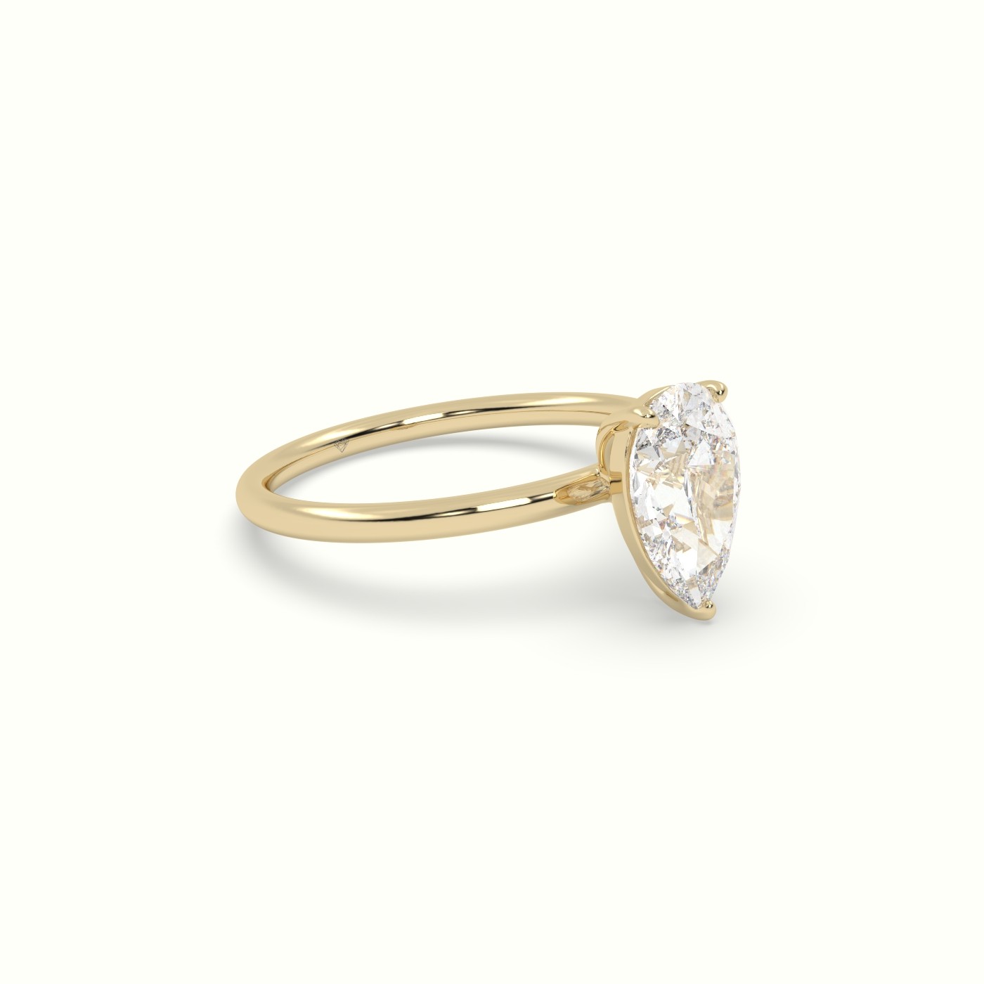 18K Yellow Gold Pear Diamond Solitaire Engagement Ring