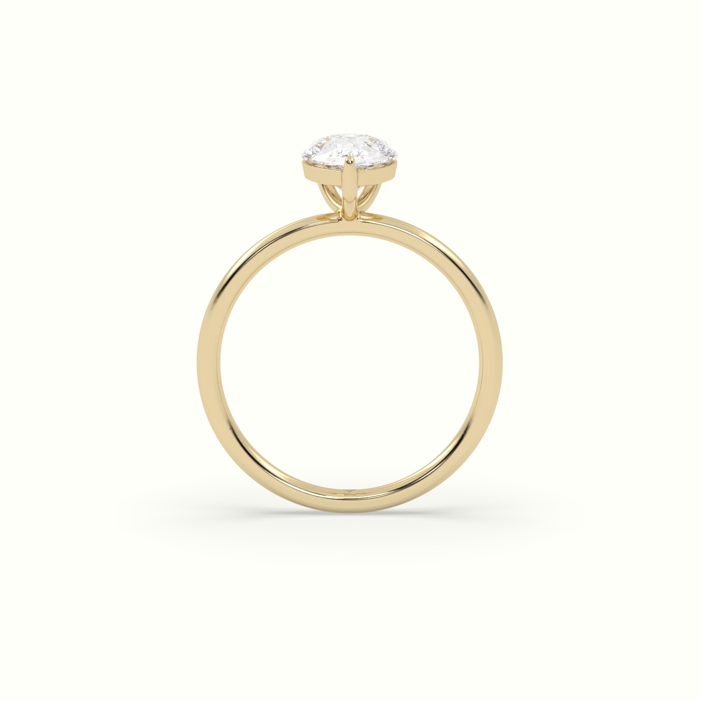 18K Yellow Gold Pear Diamond Solitaire Engagement Ring