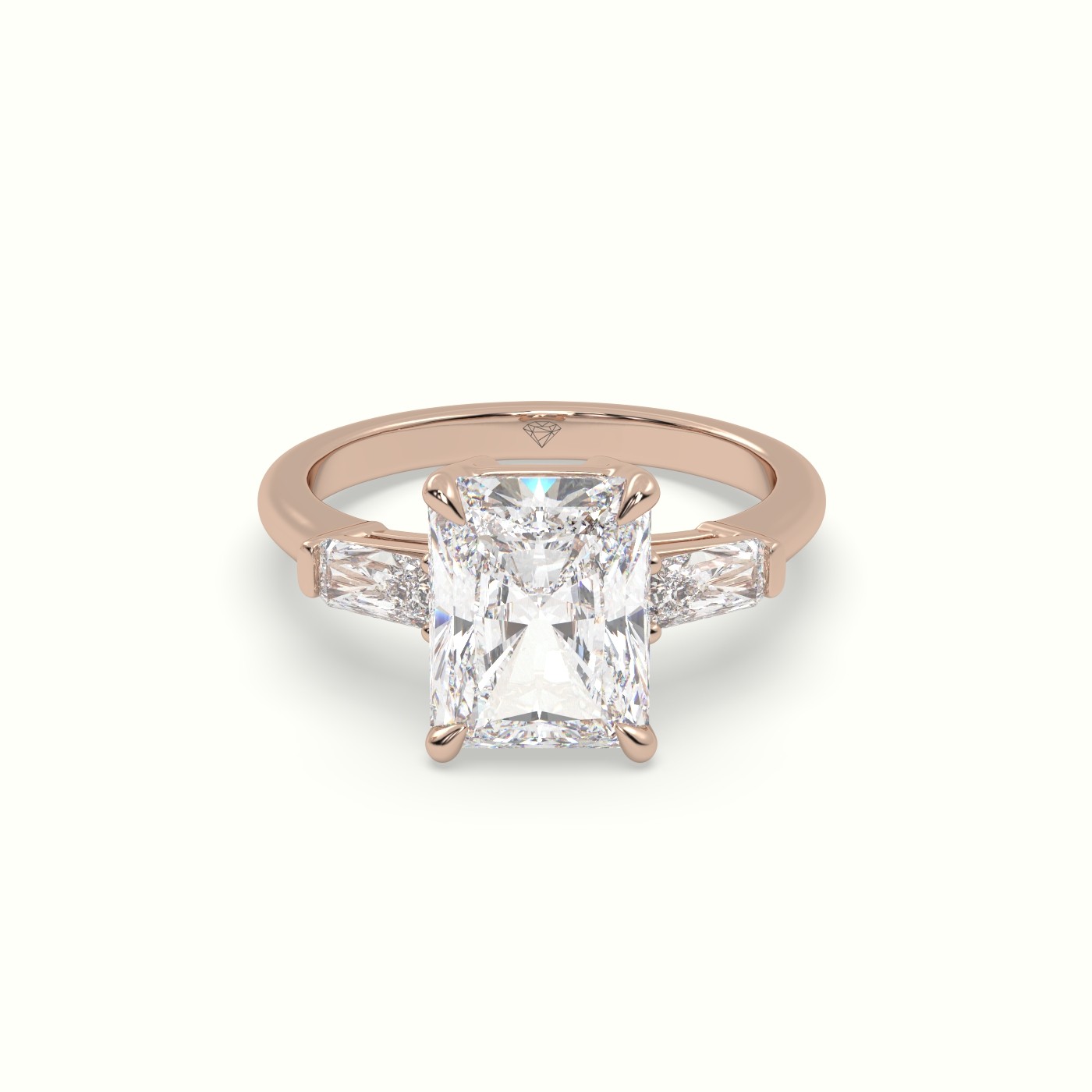 18K Rose Gold Radiant Trilogy Diamond Engagement Ring