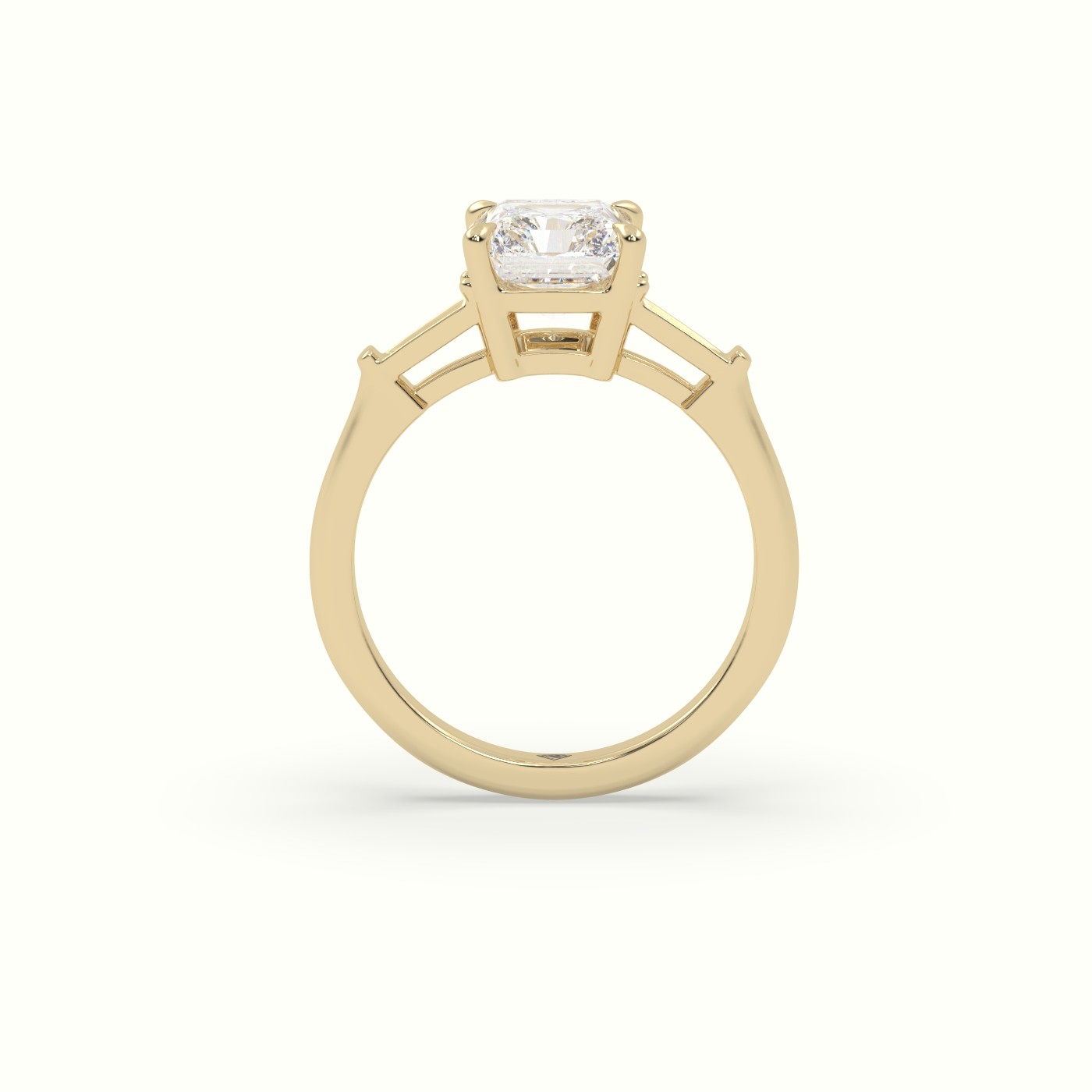 18K Yellow Gold Radiant Trilogy Diamond Engagement Ring