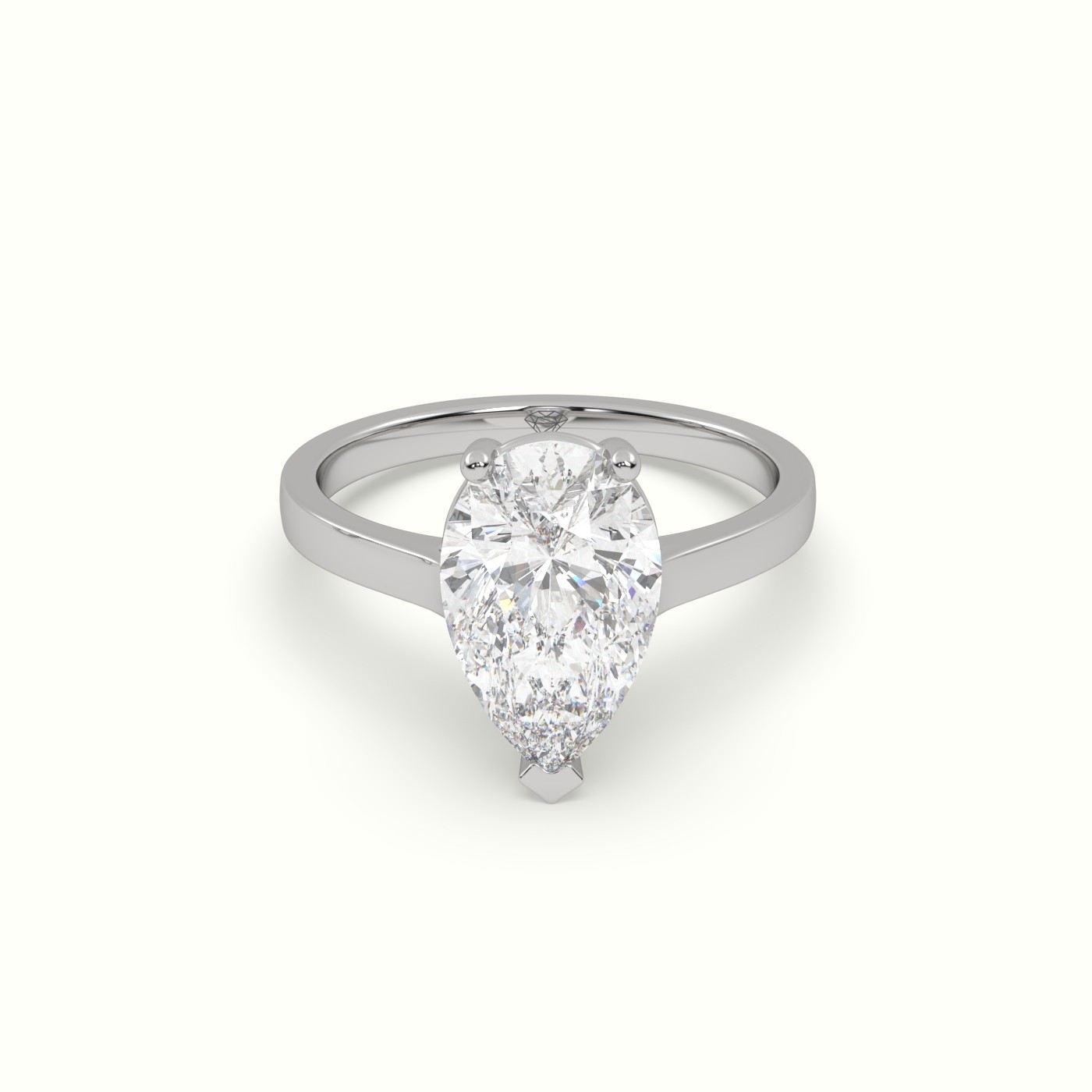 18 Karat WHITE GOLD Pear-Shaped Diamond Solitaire Ring