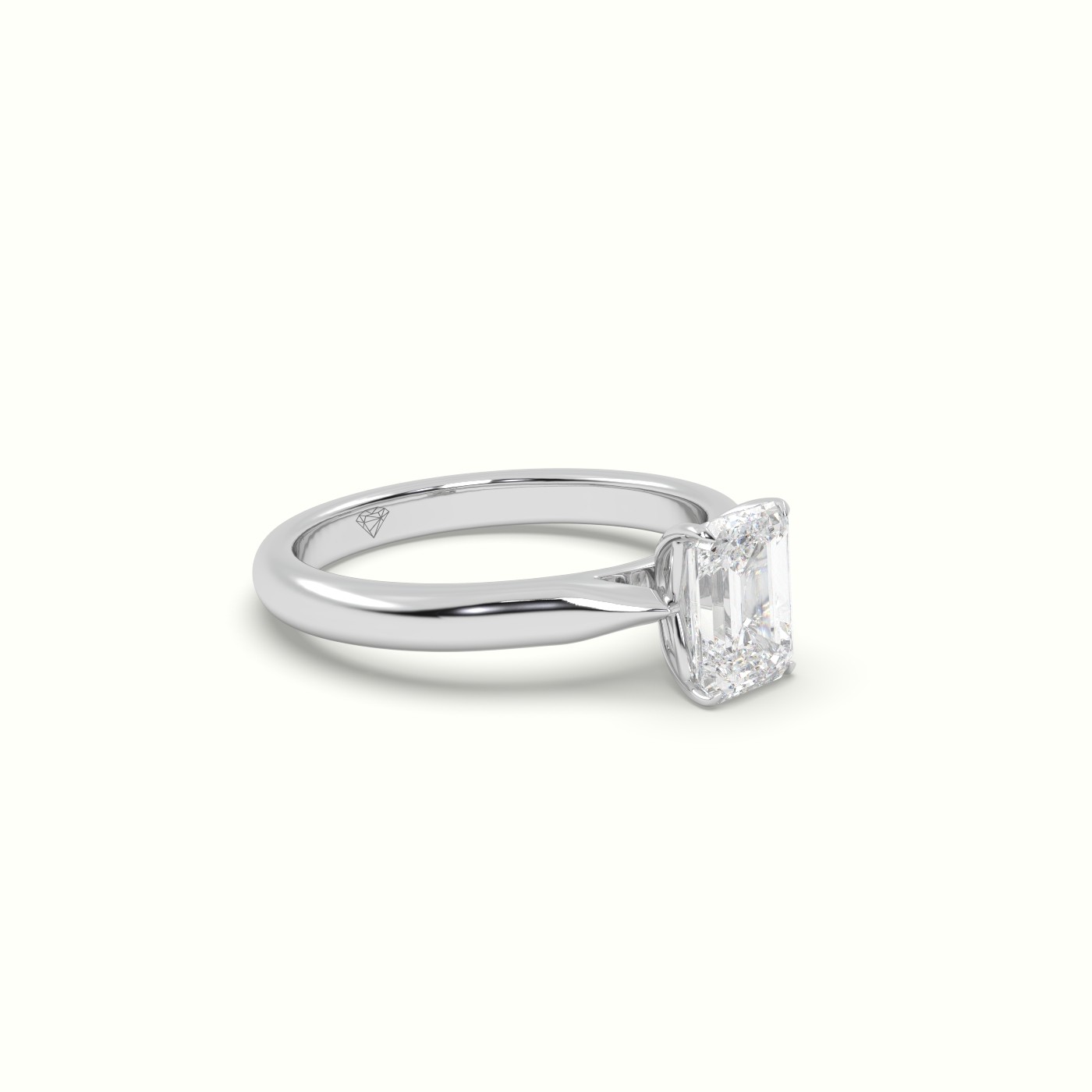 PLATINUM EMERALD DIAMOND CUT 4 PRONGS SOLITAIRE DESIGNER ENGAGEMENT RING