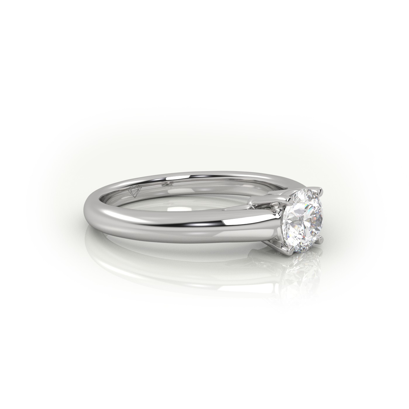 PLATINUM Round Cut Diamond Solitaire Ring