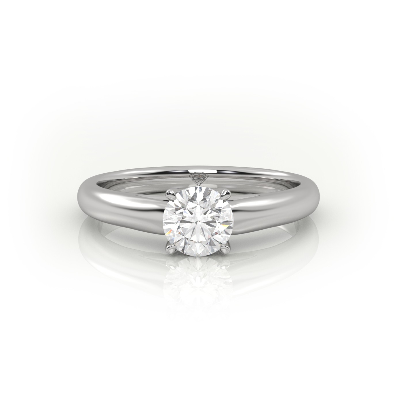 PLATINUM Round Cut Diamond Solitaire Ring