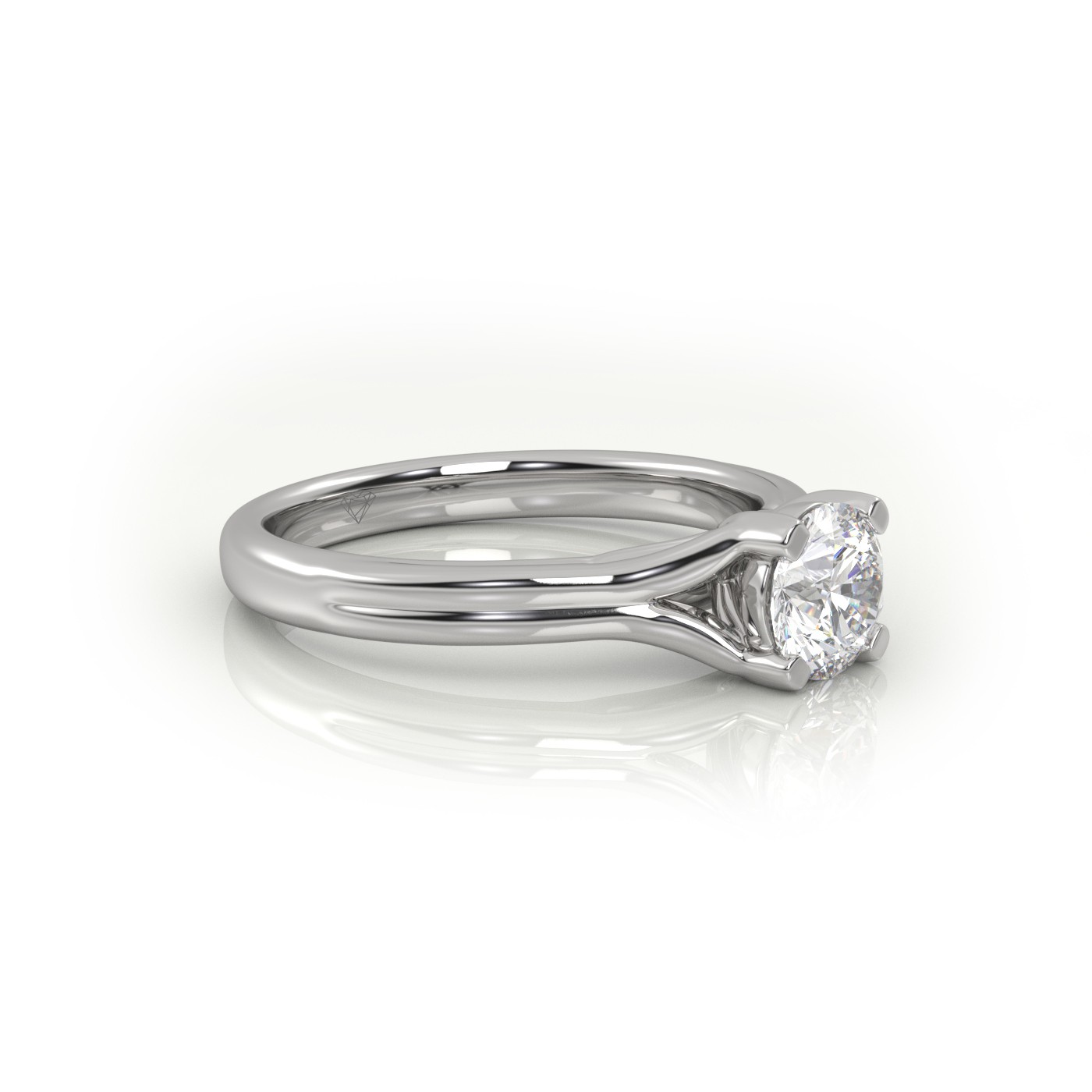 PLATINUM ROUND CUT 4 PRONGS DOUBLE SHANK SOLITAIRE ENGAGEMENT RING