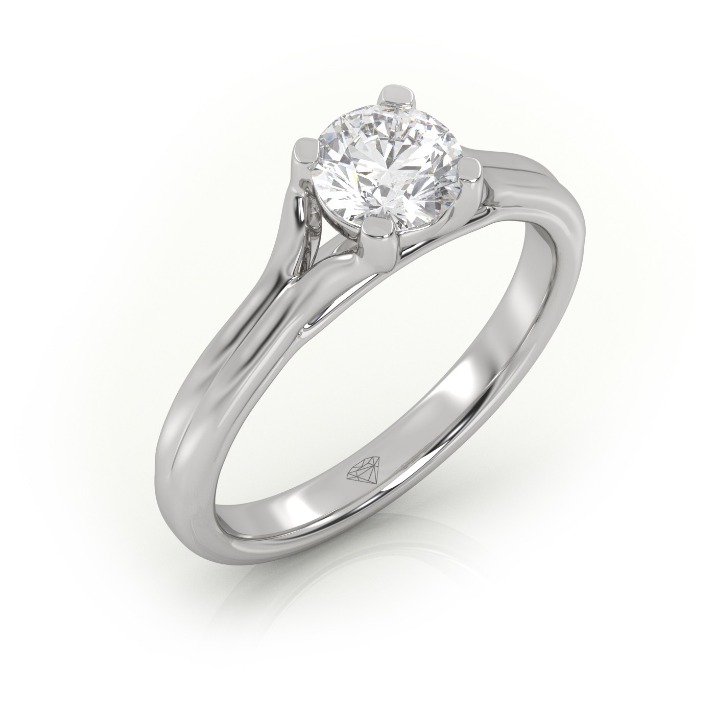 PLATINUM ROUND CUT 4 PRONGS DOUBLE SHANK SOLITAIRE ENGAGEMENT RING