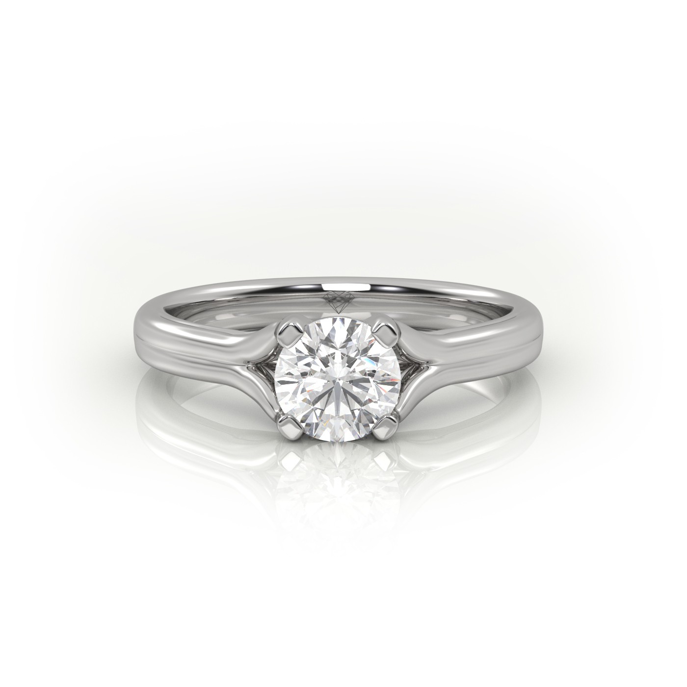 PLATINUM ROUND CUT 4 PRONGS DOUBLE SHANK SOLITAIRE ENGAGEMENT RING