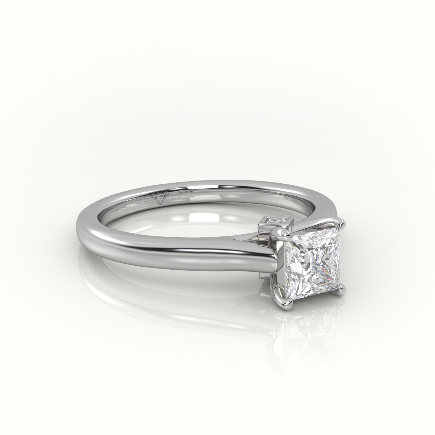 PLATINUM Princess Cut Diamond Solitaire Engagement Ring