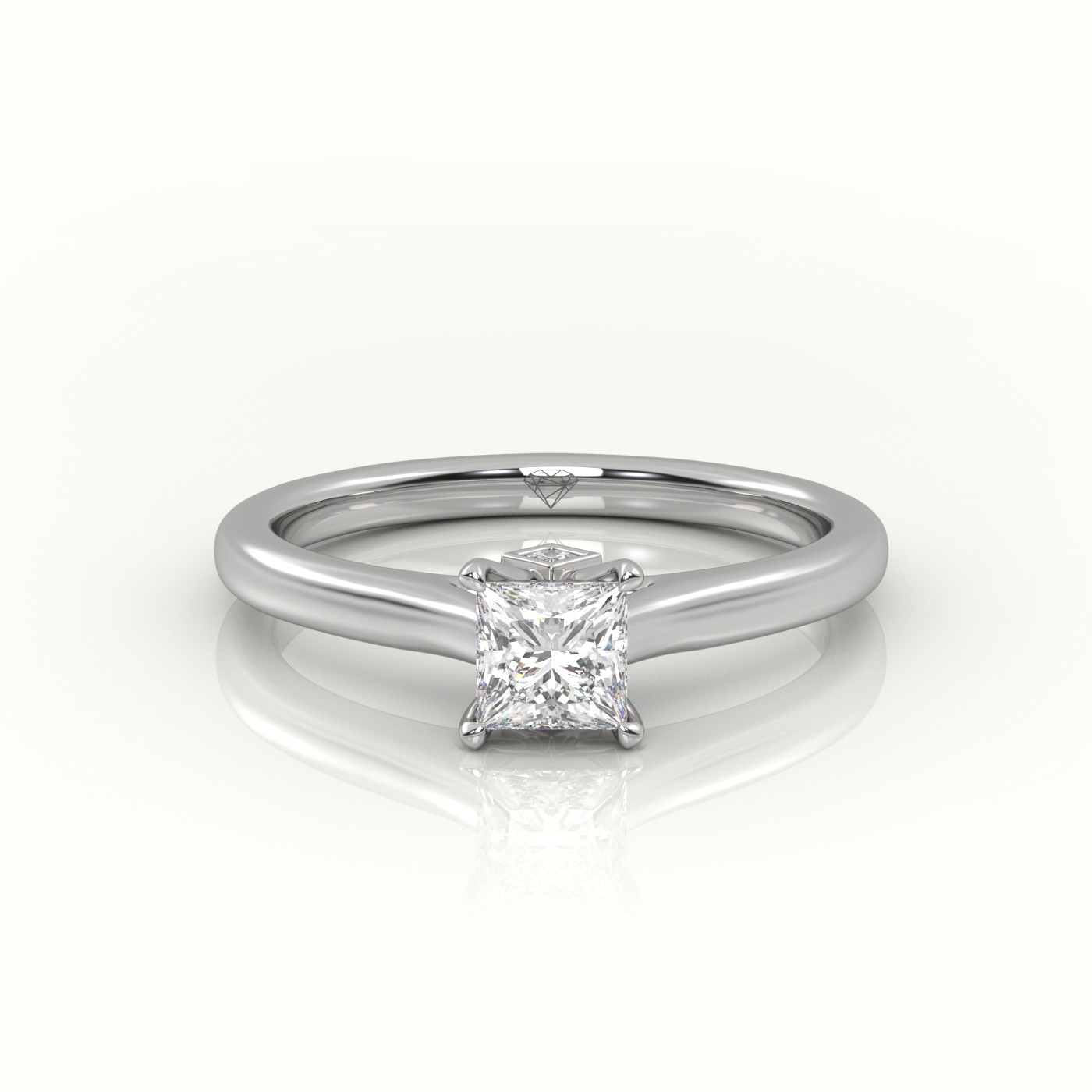 PLATINUM Princess Cut Diamond Solitaire Engagement Ring