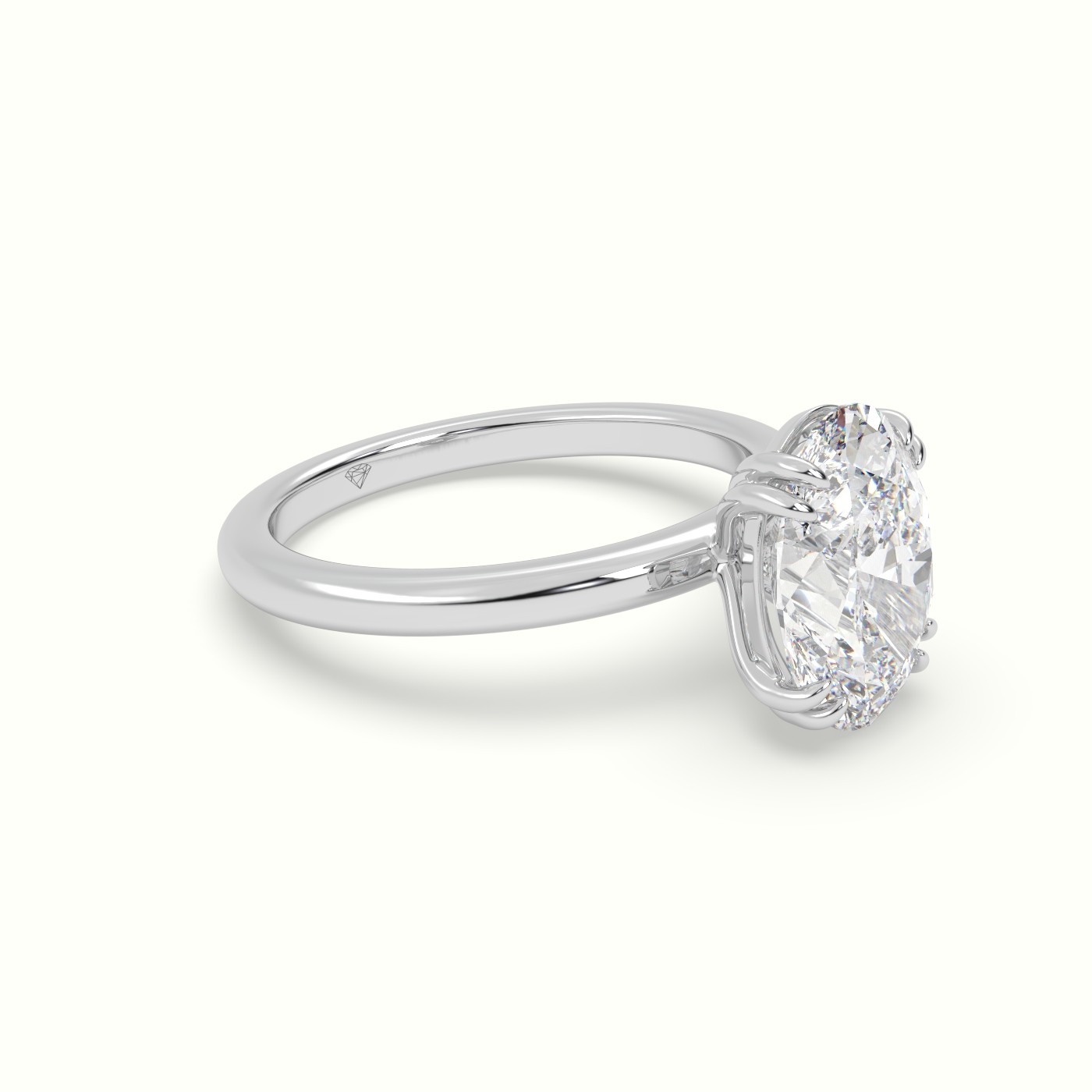 18K White Gold Oval Cut Diamond Solitaire Engagement Ring