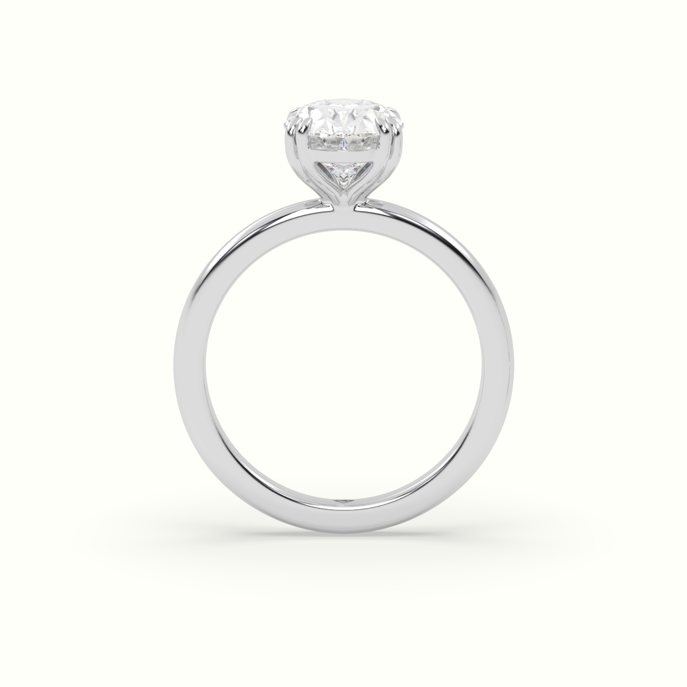 18K White Gold Oval Cut Diamond Solitaire Engagement Ring