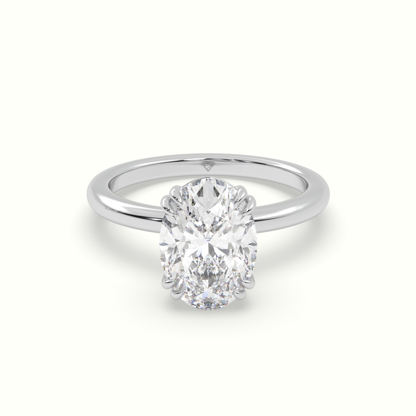 18K White Gold Oval Cut Diamond Solitaire Engagement Ring