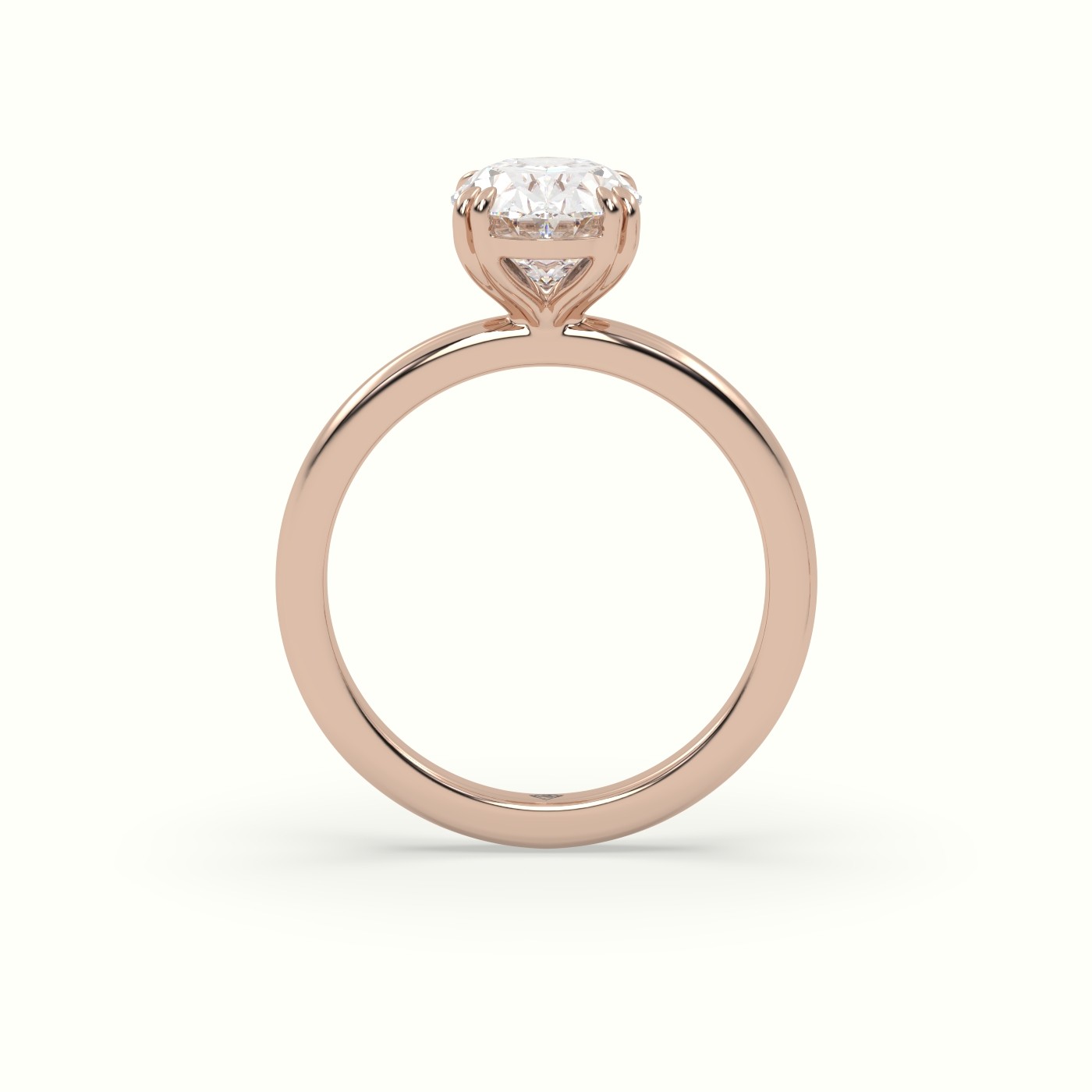 18K Rose Gold Oval Cut Diamond Solitaire Engagement Ring