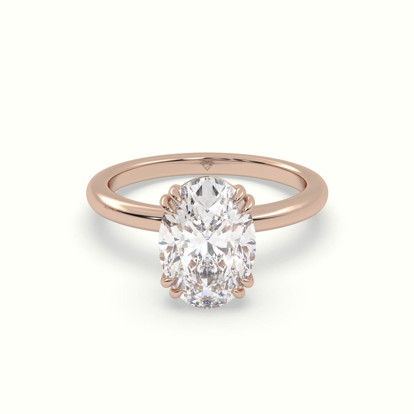 18K Rose Gold Oval Cut Diamond Solitaire Engagement Ring