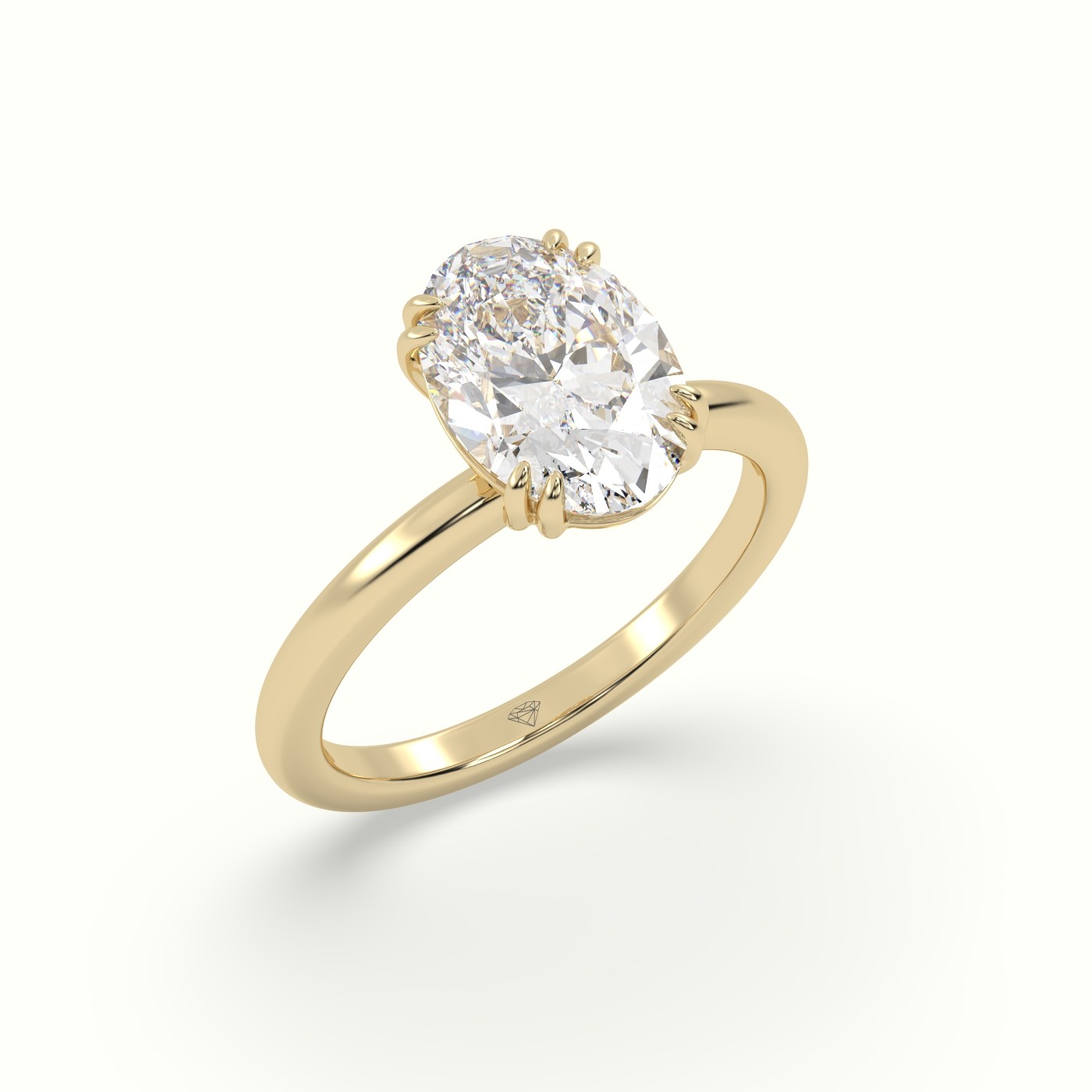 18K Yellow Gold Oval Cut Diamond Solitaire Engagement Ring