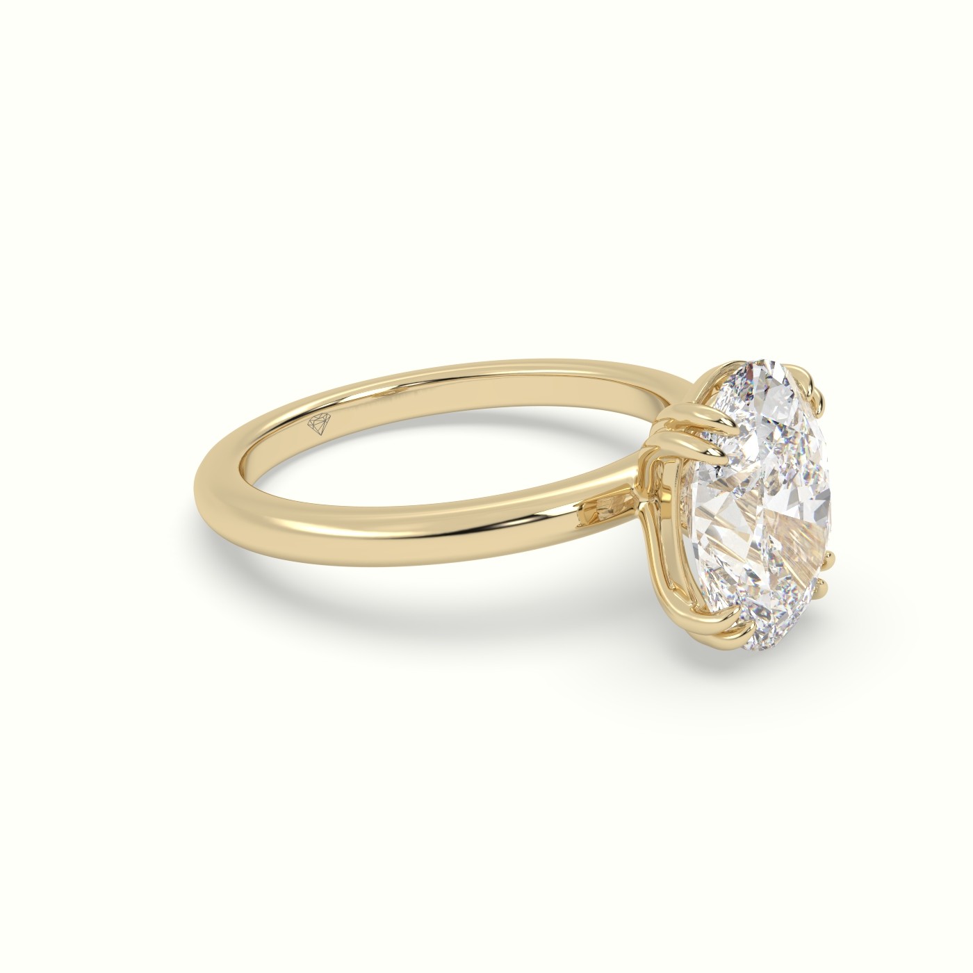 18K Yellow Gold Oval Cut Diamond Solitaire Engagement Ring