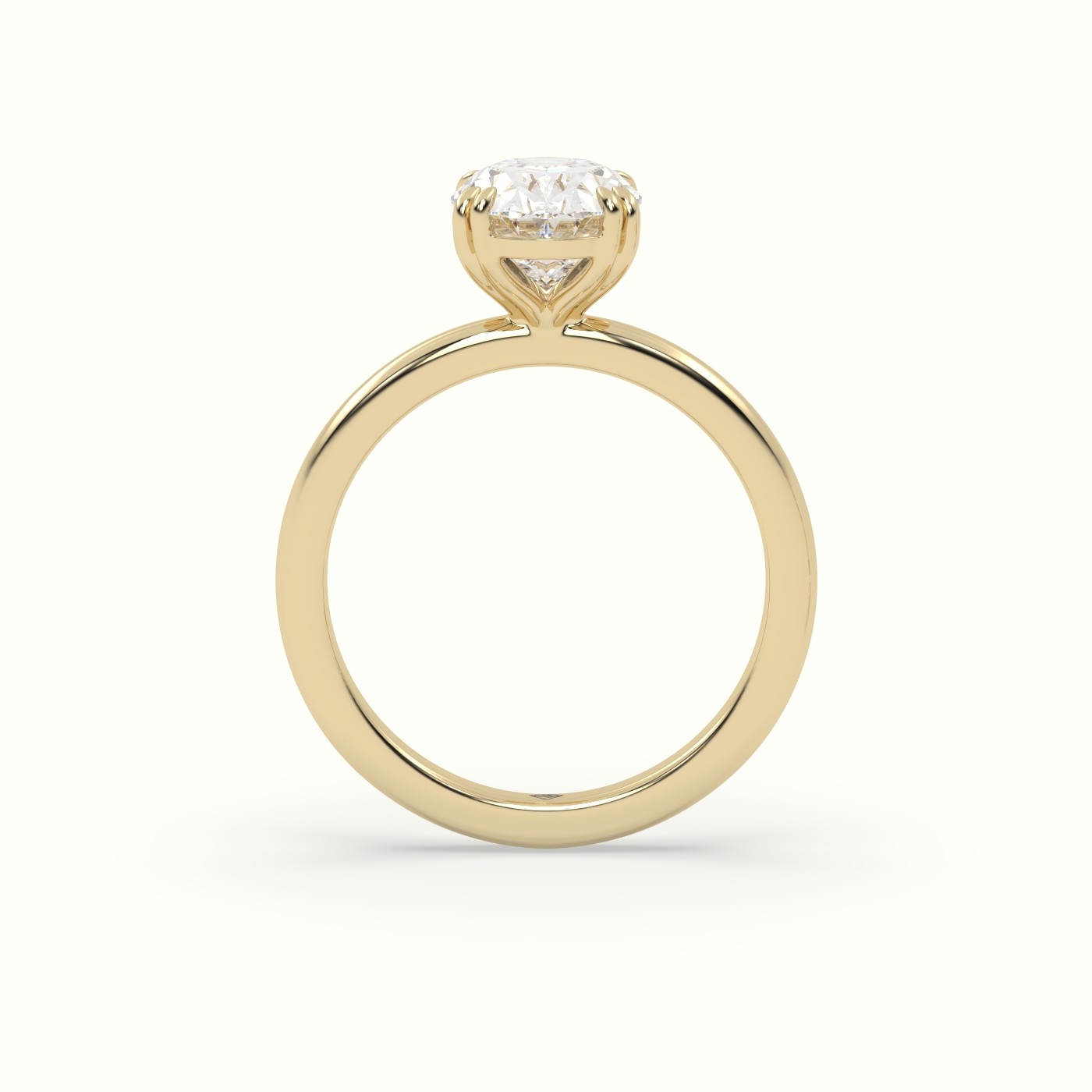 18K Yellow Gold Oval Cut Diamond Solitaire Engagement Ring