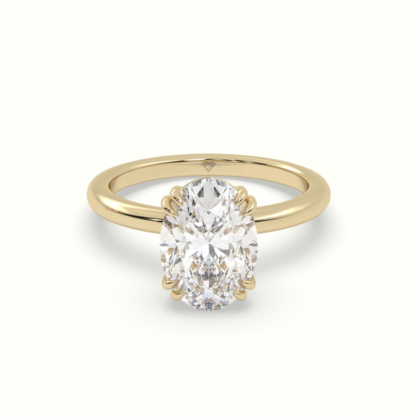 18K Yellow Gold Oval Cut Diamond Solitaire Engagement Ring