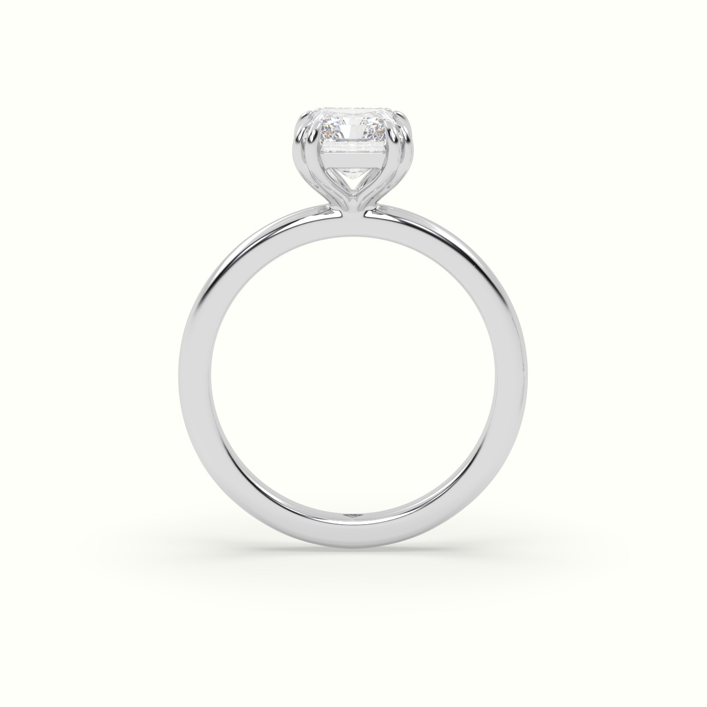 18K White Gold Radiant Cut Diamond Solitaire Engagement Ring