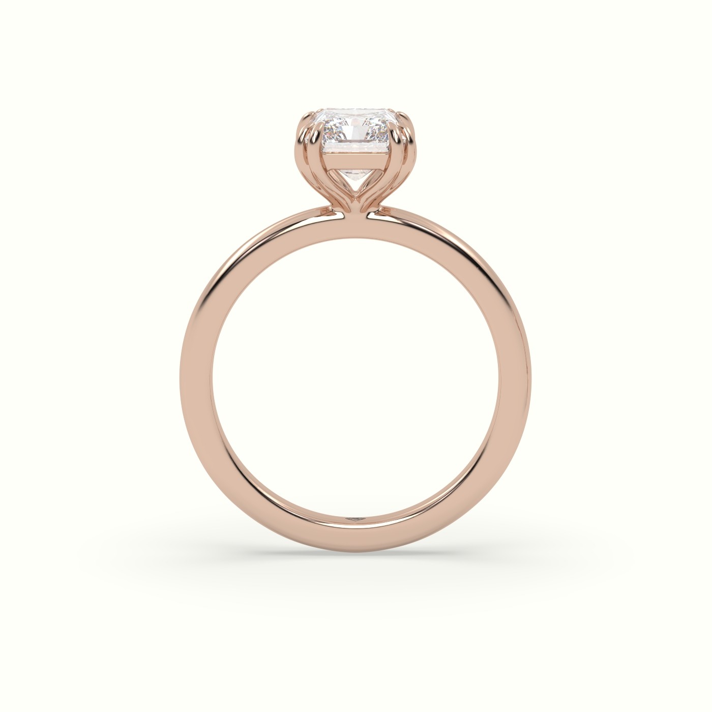 18K Rose Gold Radiant Cut Diamond Solitaire Engagement Ring