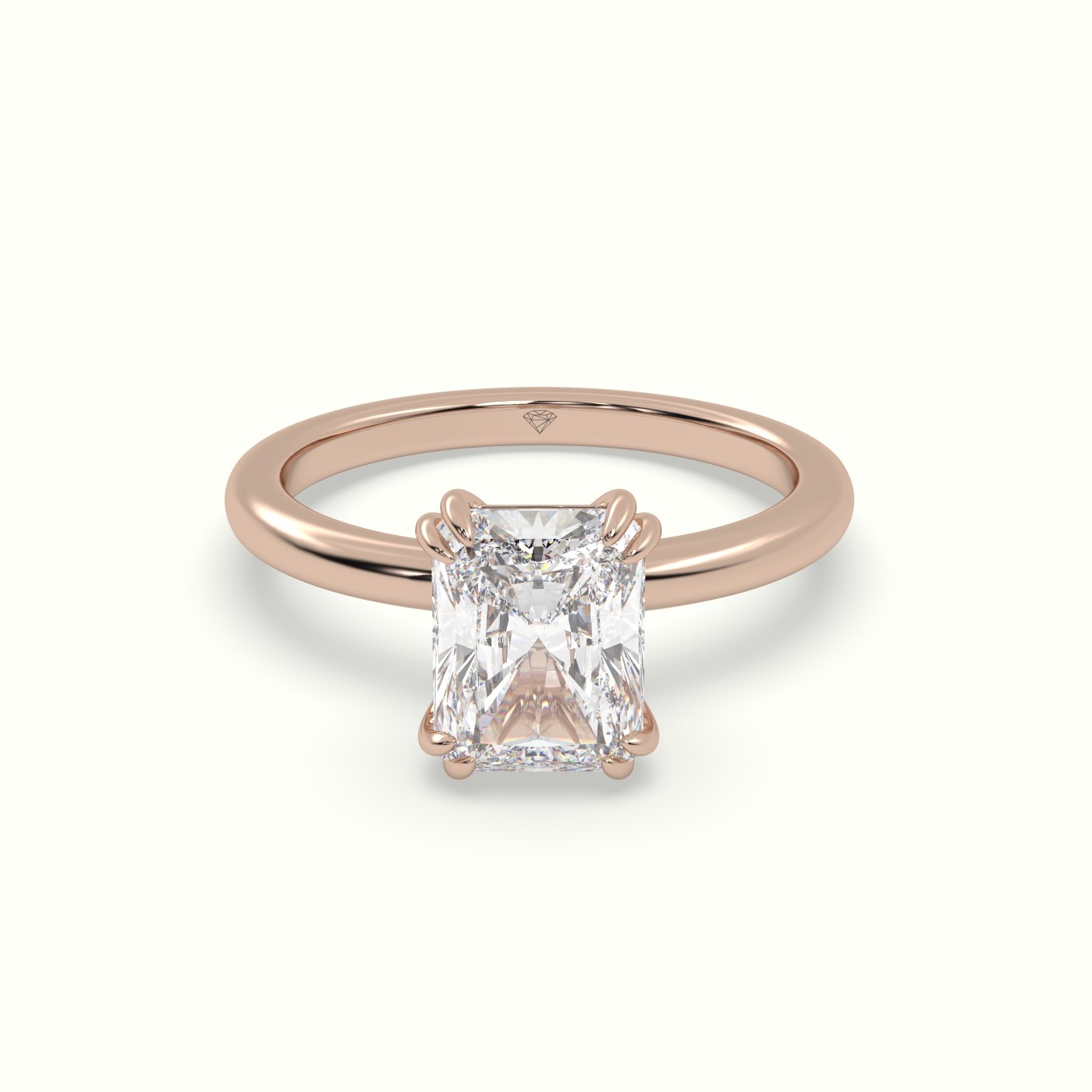 18K Rose Gold Radiant Cut Diamond Solitaire Engagement Ring