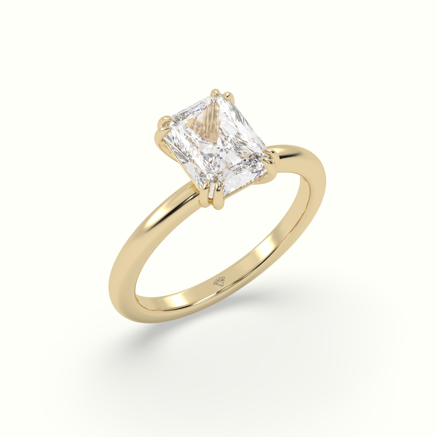 18K Yellow Gold Radiant Cut Diamond Solitaire Engagement Ring