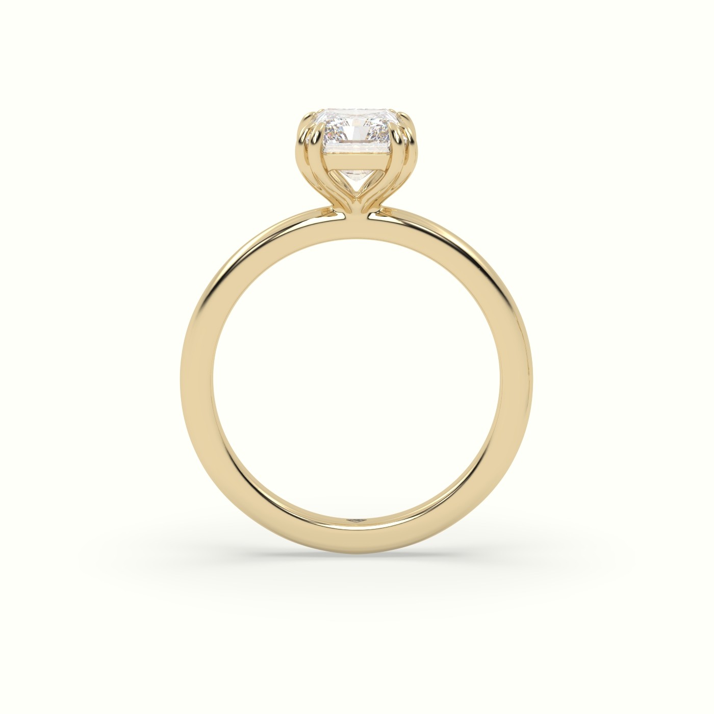18K Yellow Gold Radiant Cut Diamond Solitaire Engagement Ring